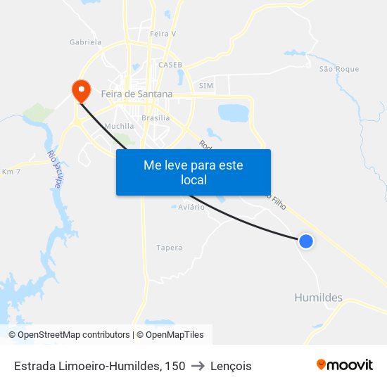 Estrada Limoeiro-Humildes, 150 to Lençois map