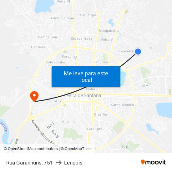 Rua Garanhuns, 751 to Lençois map
