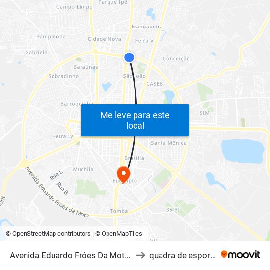 Avenida Eduardo Fróes Da Mota, 4369-4385 to quadra de esportes uefs map