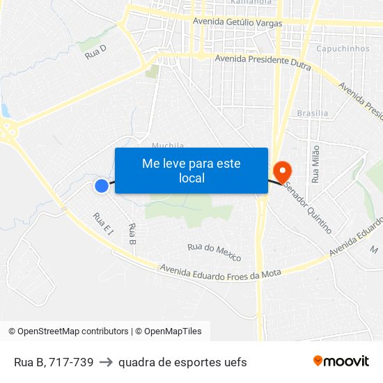 Rua B, 717-739 to quadra de esportes uefs map