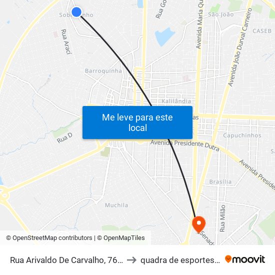 Rua Arivaldo De Carvalho, 760-824 to quadra de esportes uefs map