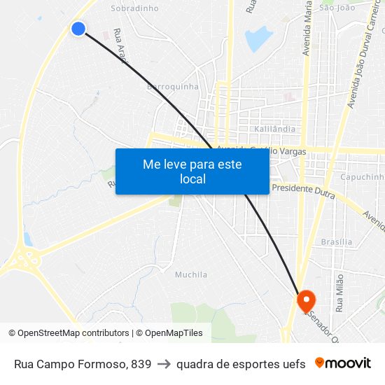 Rua Campo Formoso, 839 to quadra de esportes uefs map