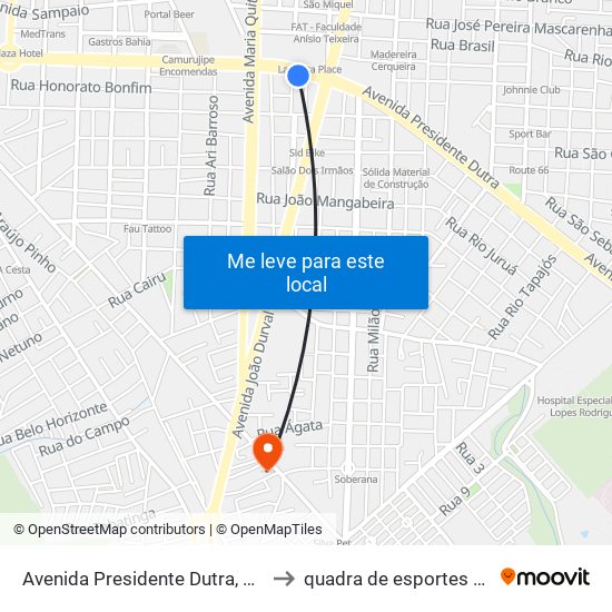 Avenida Presidente Dutra, 1303 to quadra de esportes uefs map