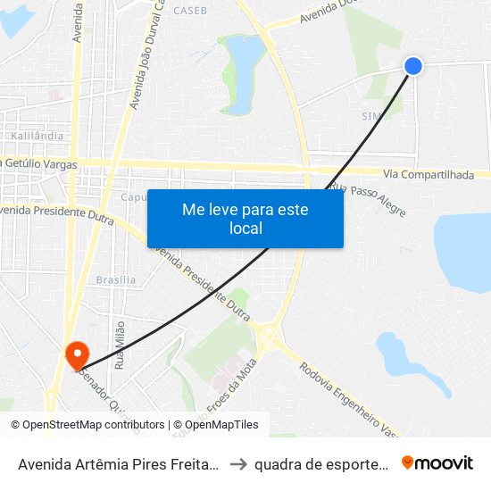 Avenida Artêmia Pires Freitas, 7220 to quadra de esportes uefs map