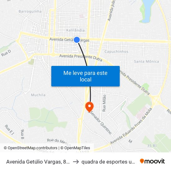 Avenida Getúlio Vargas, 811 to quadra de esportes uefs map