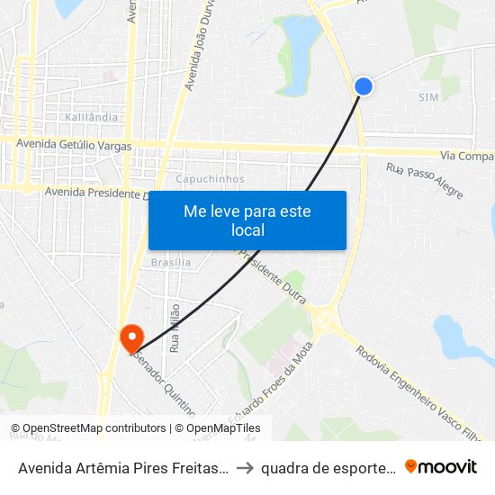 Avenida Artêmia Pires Freitas, 16-120 to quadra de esportes uefs map