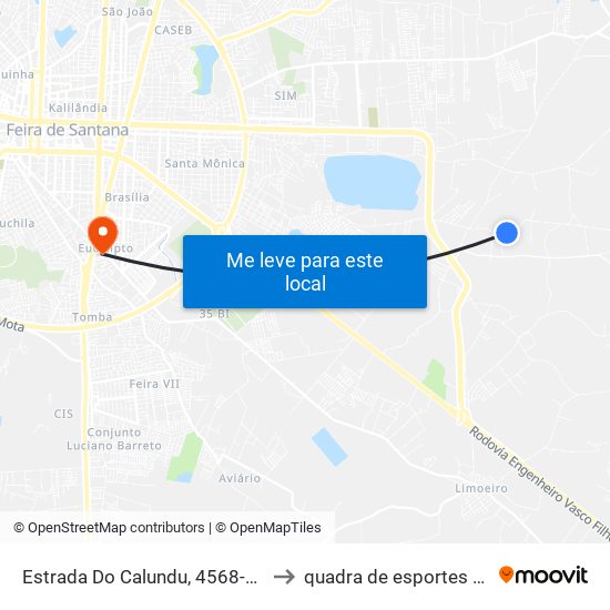 Estrada Do Calundu, 4568-4670 to quadra de esportes uefs map
