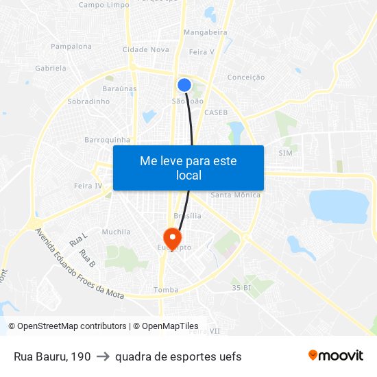 Rua Bauru, 190 to quadra de esportes uefs map