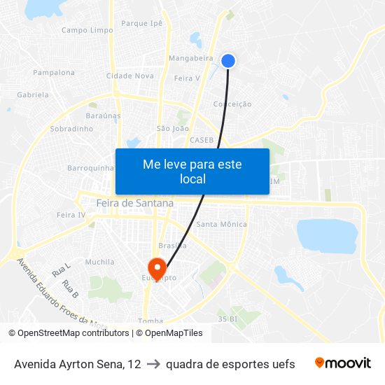 Avenida Ayrton Sena, 12 to quadra de esportes uefs map