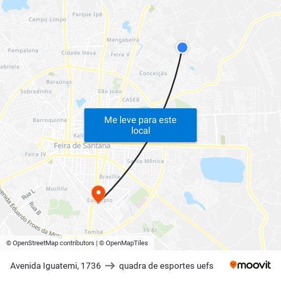 Avenida Iguatemi, 1736 to quadra de esportes uefs map