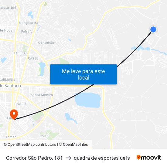 Corredor São Pedro, 181 to quadra de esportes uefs map