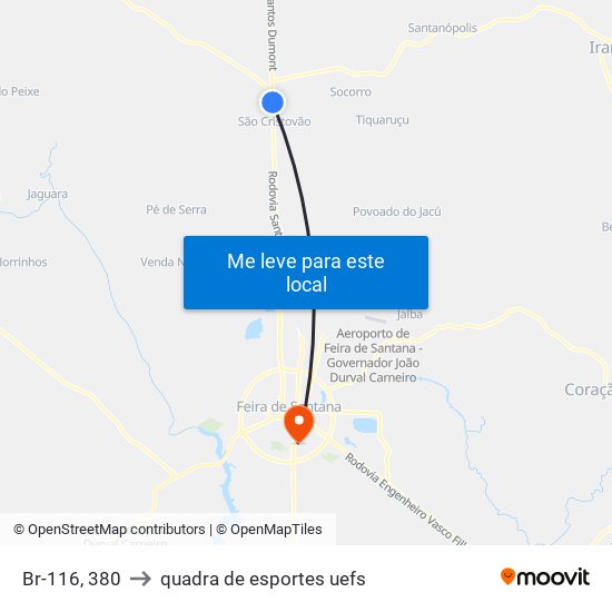 Br-116, 380 to quadra de esportes uefs map