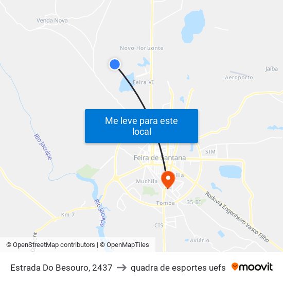 Estrada Do Besouro, 2437 to quadra de esportes uefs map