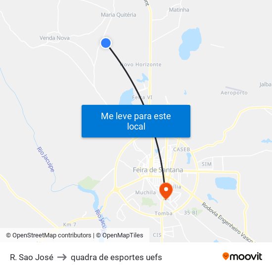 R. Sao José to quadra de esportes uefs map