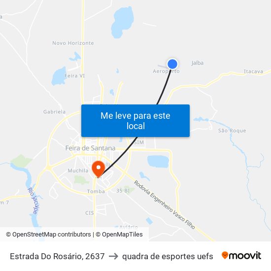 Estrada Do Rosário, 2637 to quadra de esportes uefs map