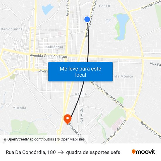 Rua Da Concórdia, 180 to quadra de esportes uefs map