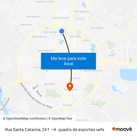 Rua Santa Catarina, 261 to quadra de esportes uefs map