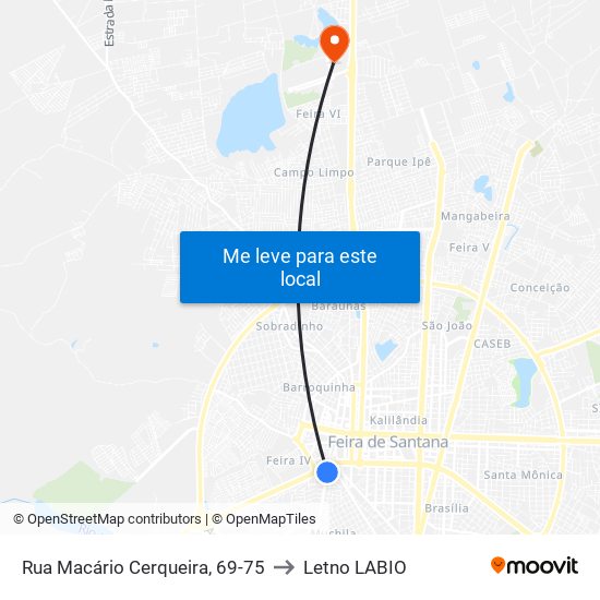 Rua Macário Cerqueira, 69-75 to Letno LABIO map