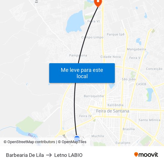 Barbearia De Lila to Letno LABIO map