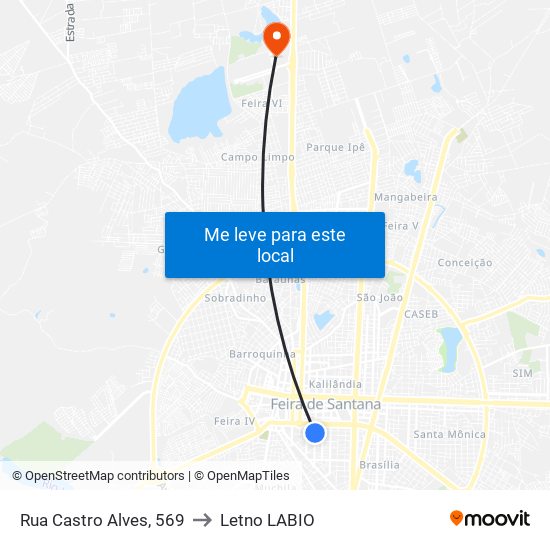 Rua Castro Alves, 569 to Letno LABIO map