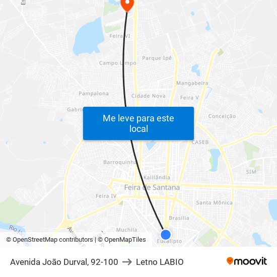 Avenida João Durval, 92-100 to Letno LABIO map