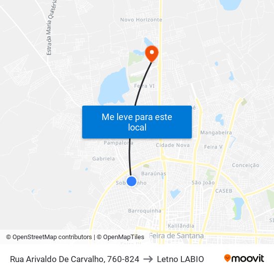 Rua Arivaldo De Carvalho, 760-824 to Letno LABIO map