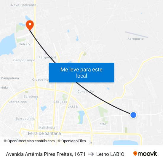 Avenida Artêmia Pires Freitas, 1671 to Letno LABIO map