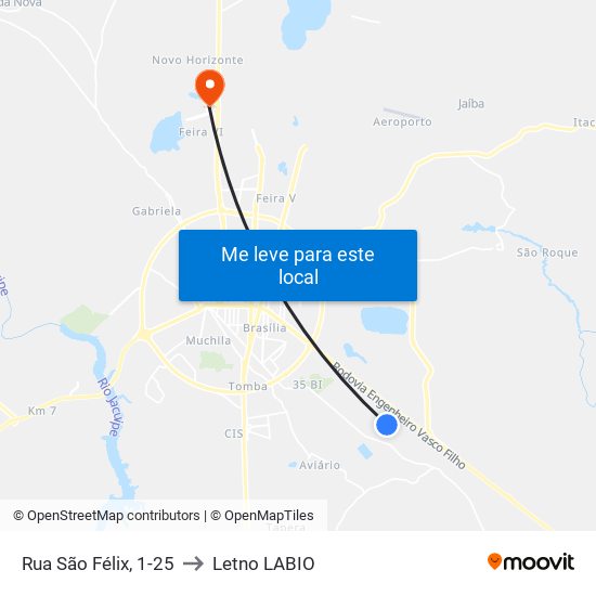 Rua São Félix, 1-25 to Letno LABIO map