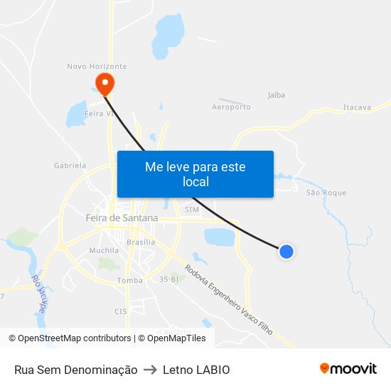 Rua Sem Denominação to Letno LABIO map