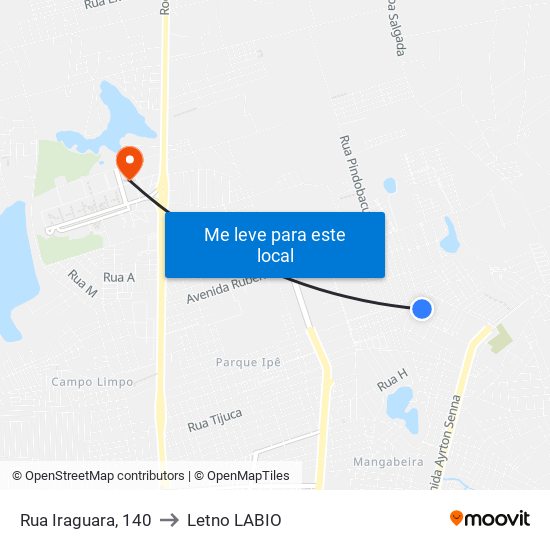 Rua Iraguara, 140 to Letno LABIO map