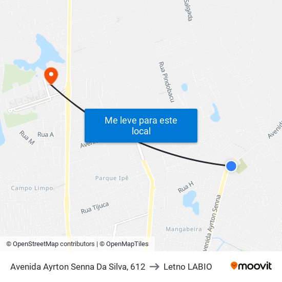 Avenida Ayrton Senna Da Silva, 612 to Letno LABIO map