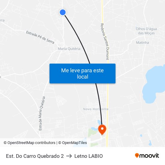 Est. Do Carro Quebrado 2 to Letno LABIO map