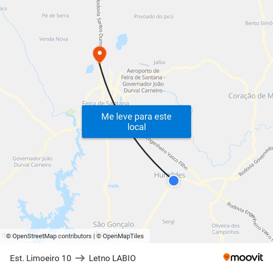Est. Limoeiro 10 to Letno LABIO map