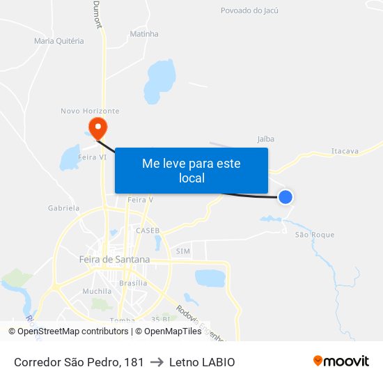 Corredor São Pedro, 181 to Letno LABIO map