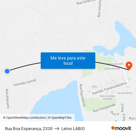 Rua Boa Esperança, 2330 to Letno LABIO map