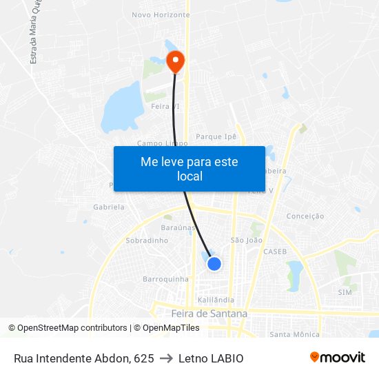 Rua Intendente Abdon, 625 to Letno LABIO map