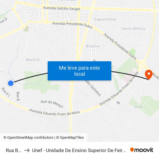 Rua B, 83 to Unef - Unidade De Ensino Superior De Feira De Santana map