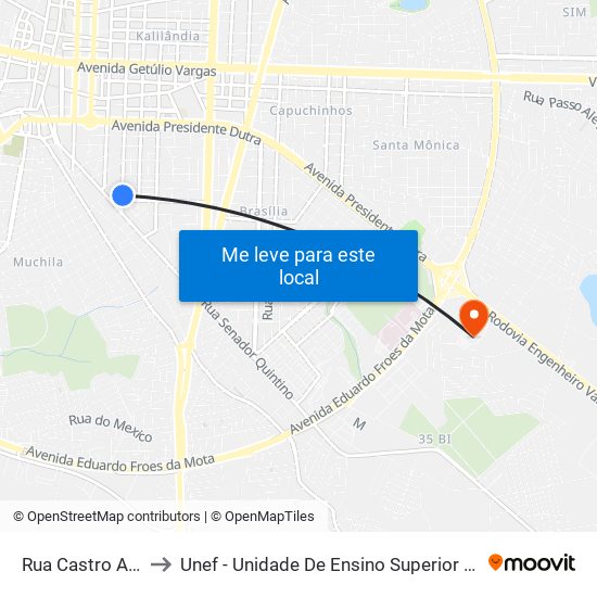 Rua Castro Alves, 167 to Unef - Unidade De Ensino Superior De Feira De Santana map