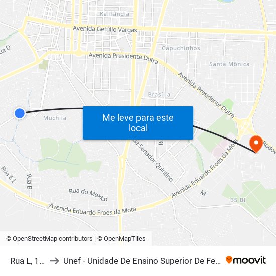 Rua L, 14-22 to Unef - Unidade De Ensino Superior De Feira De Santana map