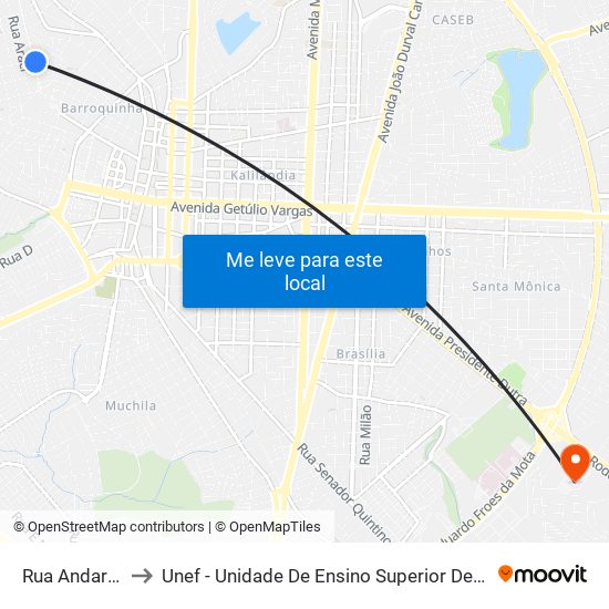 Rua Andaraí, 242 to Unef - Unidade De Ensino Superior De Feira De Santana map