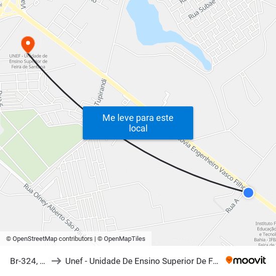 Br-324, 3623 to Unef - Unidade De Ensino Superior De Feira De Santana map