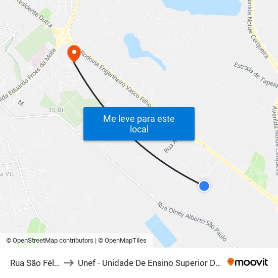 Rua São Félix, 1-25 to Unef - Unidade De Ensino Superior De Feira De Santana map