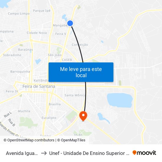 Avenida Iguatemi, 220 to Unef - Unidade De Ensino Superior De Feira De Santana map