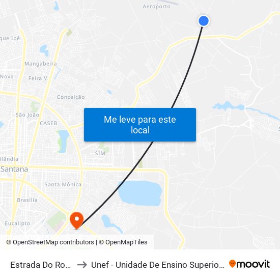 Estrada Do Rosário, 4531 to Unef - Unidade De Ensino Superior De Feira De Santana map