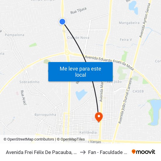Avenida Frei Félix De Pacauba, 821-851 to Fan - Faculdade Nobre map
