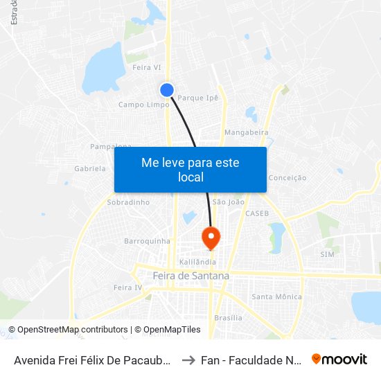 Avenida Frei Félix De Pacauba, 739 to Fan - Faculdade Nobre map