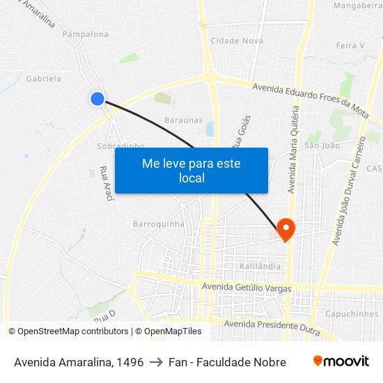 Avenida Amaralina, 1496 to Fan - Faculdade Nobre map