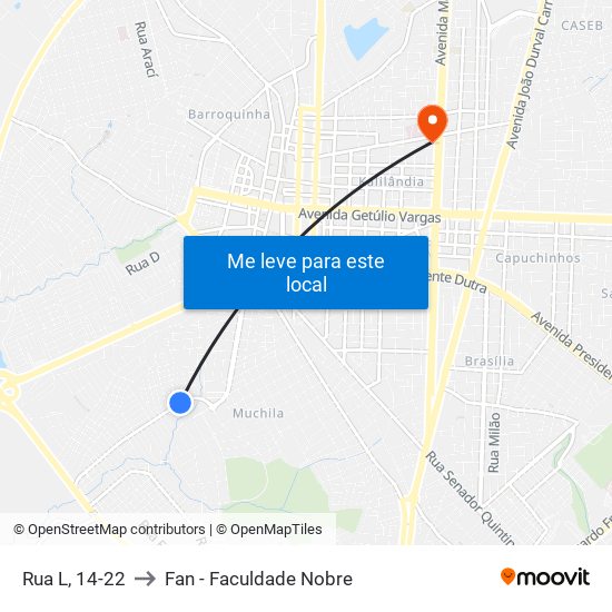 Rua L, 14-22 to Fan - Faculdade Nobre map