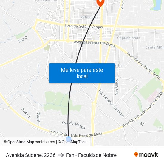 Avenida Sudene, 2236 to Fan - Faculdade Nobre map