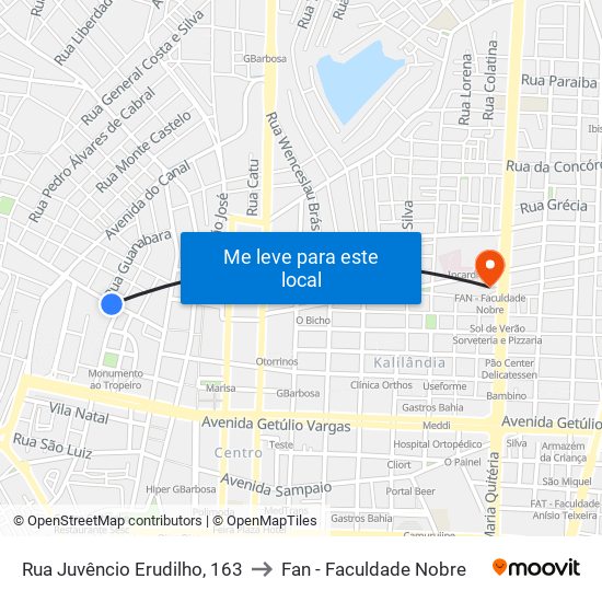 Rua Juvêncio Erudilho, 163 to Fan - Faculdade Nobre map